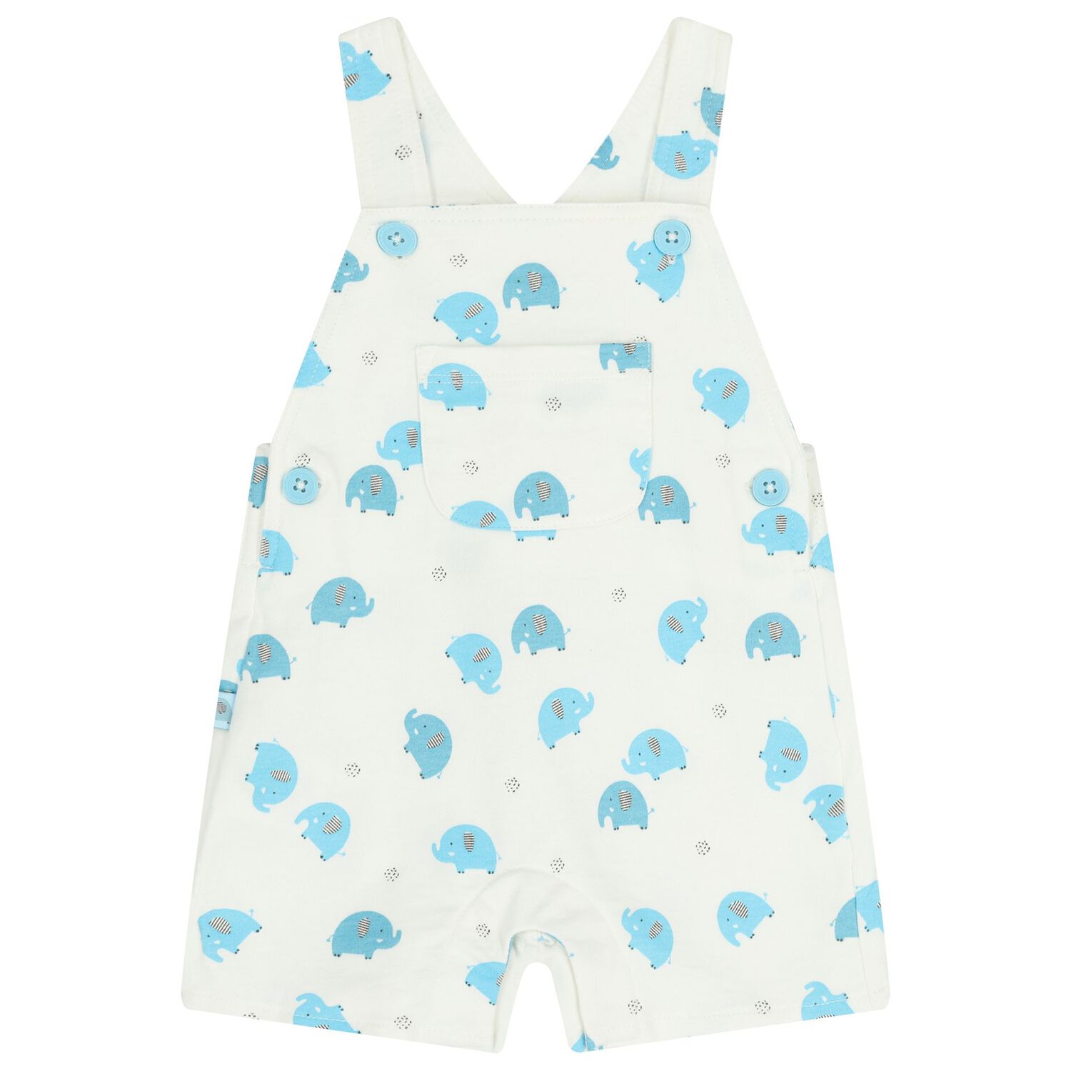 Baby Boys Turquoise & White Dungaree Set, 1, hi-res