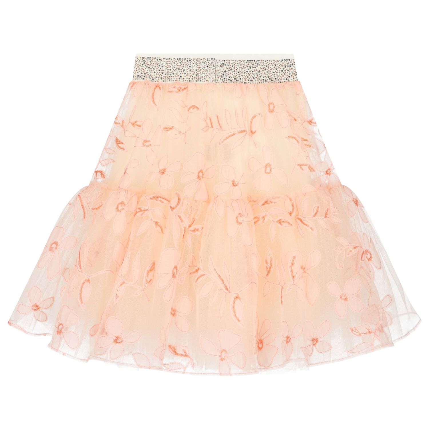 Girls Ivory & Pink Floral Skirt Set, 1, hi-res
