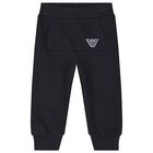 Younger Boys Navy Blue Logo Tracksuit, 1, hi-res