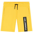 Boys Yellow Logo Shorts, 1, hi-res