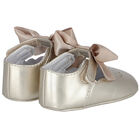 Baby Girls Gold Bow Pre Walker Shoes, 4, hi-res