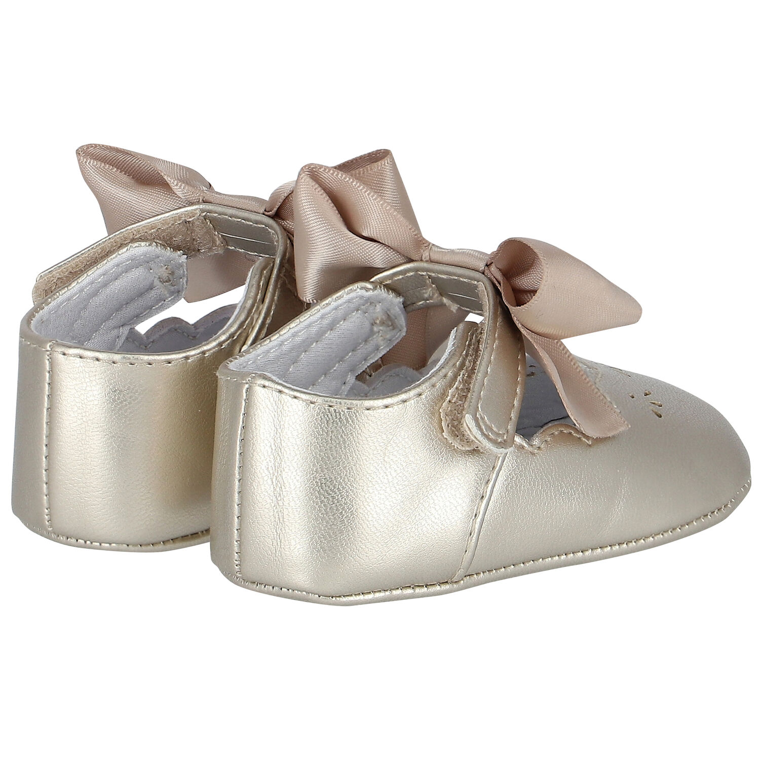 Baby Girls Gold Bow Pre Walker Shoes, 4, hi-res