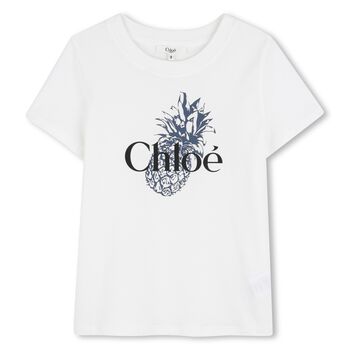 Girls White Mini Me Pineapple Logo T-Shirt