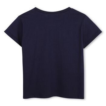 Girls Navy Blue Sequin T-Shirt