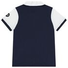 Boys Beige & Navy Blue Logo Polo Shirt, 1, hi-res
