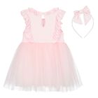 Girls Pink Embellished Tulle Dress Set, 1, hi-res