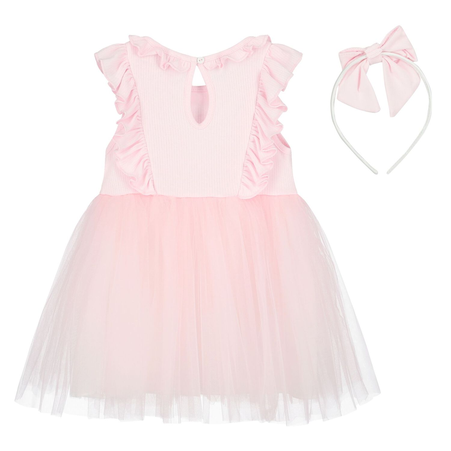 Girls Pink Embellished Tulle Dress Set, 1, hi-res