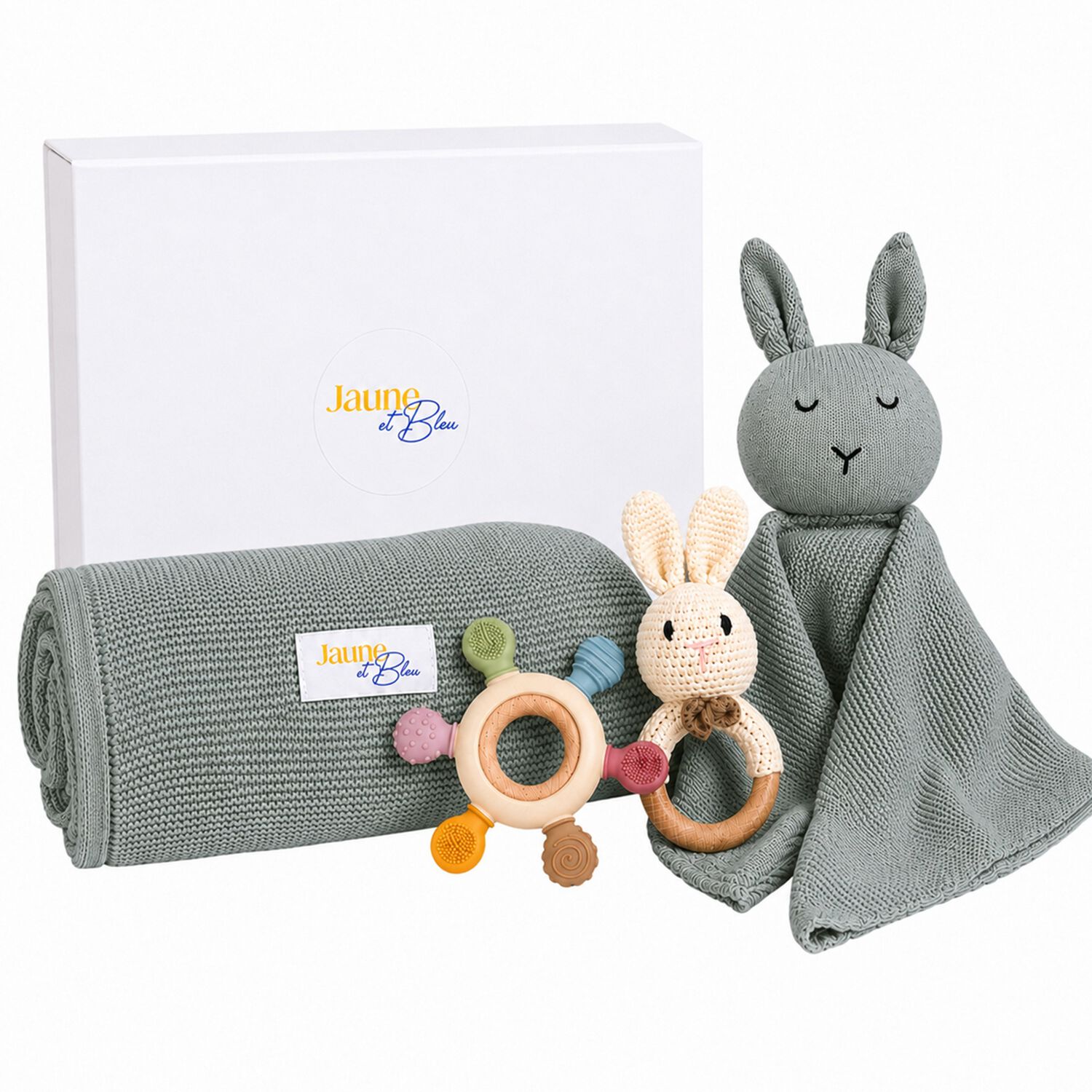 Pale Green Baby Blanket & Bunny Comforter Gift Set, 2, hi-res