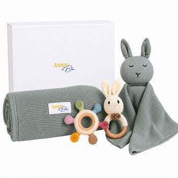 Pale Green Baby Blanket & Bunny Comforter Gift Set