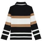 Boys Black, Beige & White Logo Polo Shirt, 1, hi-res