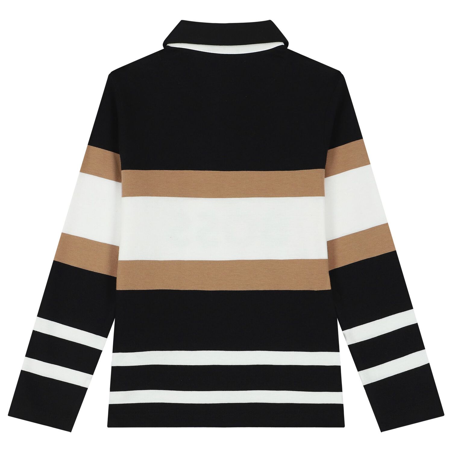 Boys Black, Beige & White Logo Polo Shirt, 1, hi-res