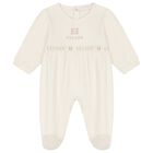 Baby Girls Ivory Logo Babygrow, 1, hi-res