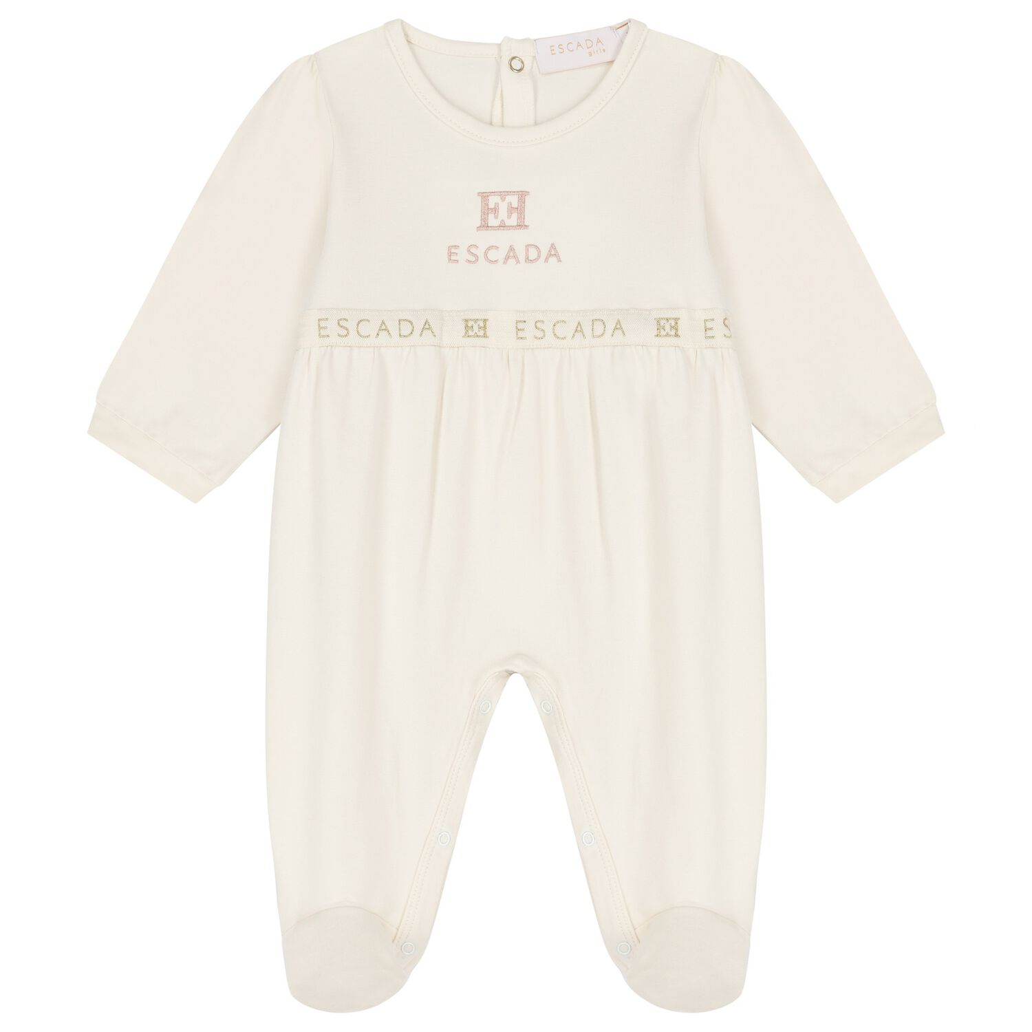 Baby Girls Ivory Logo Babygrow, 1, hi-res