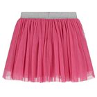 Girls Pink Pleated Tulle Skirt , 1, hi-res