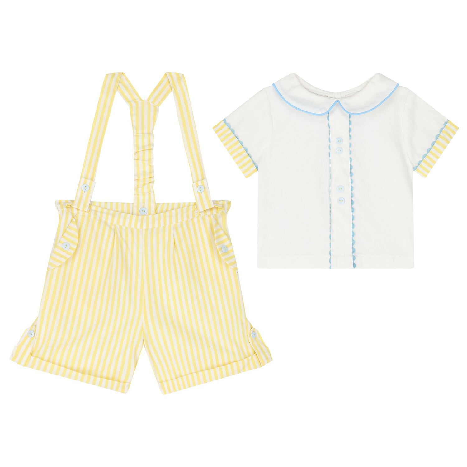 Baby Boys White & Yellow Shorts Set, 1, hi-res image number null