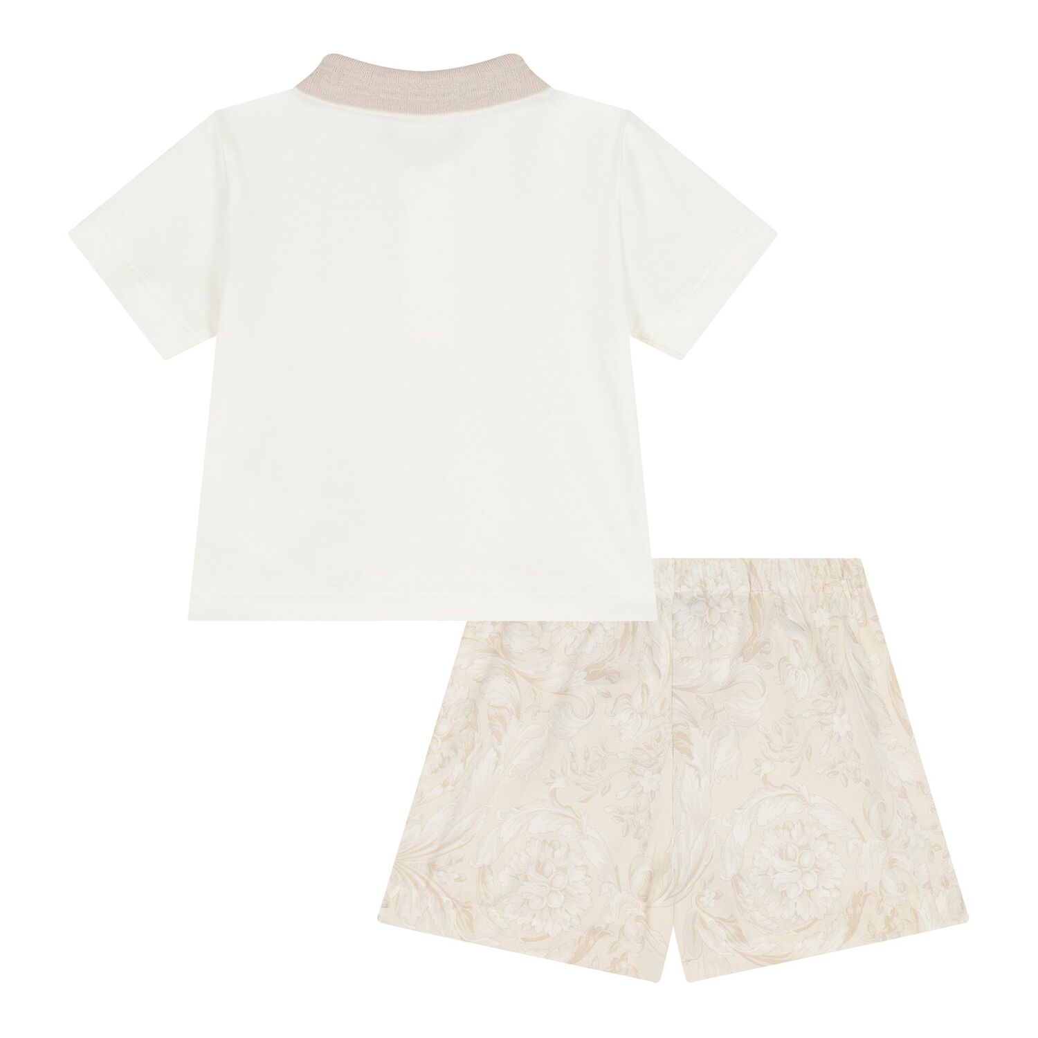 Baby Boys Ivory & Beige Whisper Barocco Shorts Set, 1, hi-res