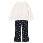 Girls Ivory & Black Bow Leggings Set, 3, hi-res