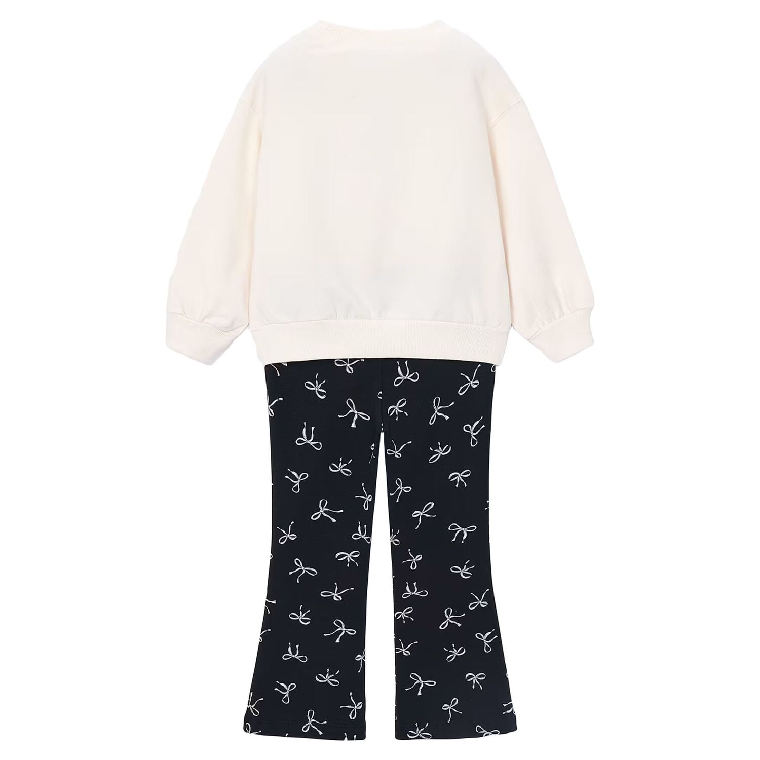 Girls Ivory & Black Bow Leggings Set, 3, hi-res