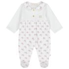 Baby Girls White Bow Logo Babygrow, 1, hi-res