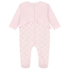 Baby Girls Pink Bow Babygrow, 1, hi-res