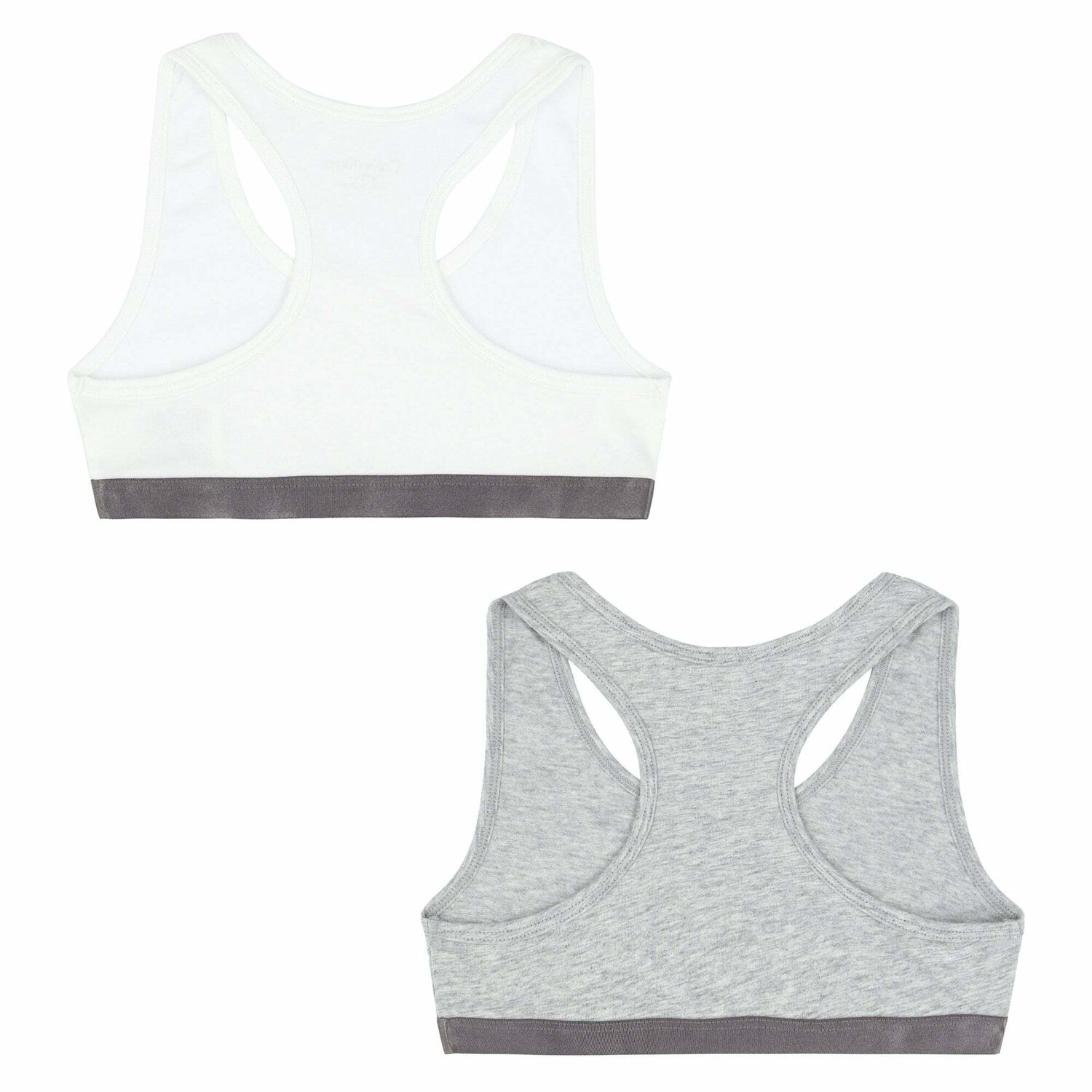 Girls Grey & White Bra Tops (2 Pack), 1, hi-res