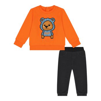Baby Boys Orange & Black Tracksuit
