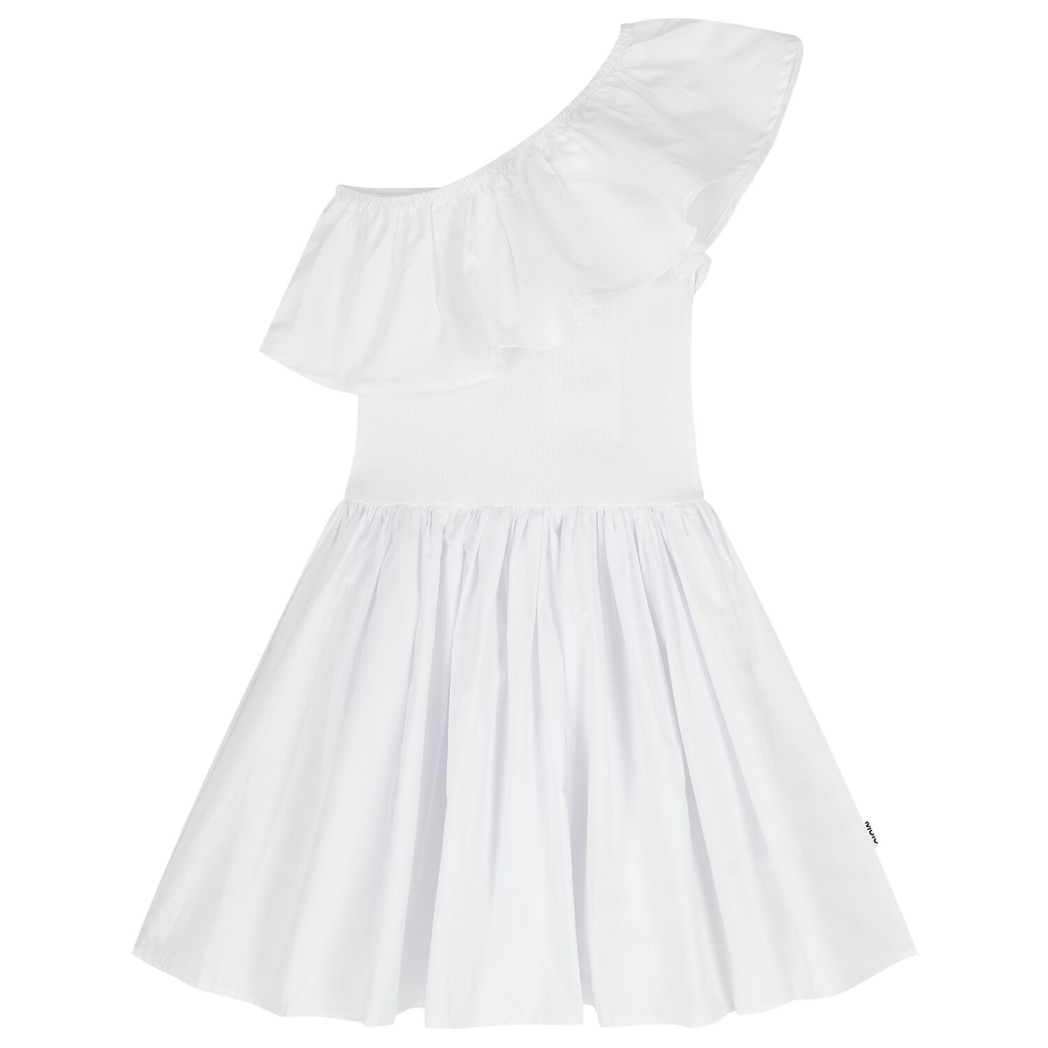 Girls White Ruffled Dress, 3, hi-res