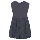 Girls Grey Bubble Hem Dress, 2, hi-res