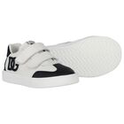 White & Black Logo Trainers, 1, hi-res