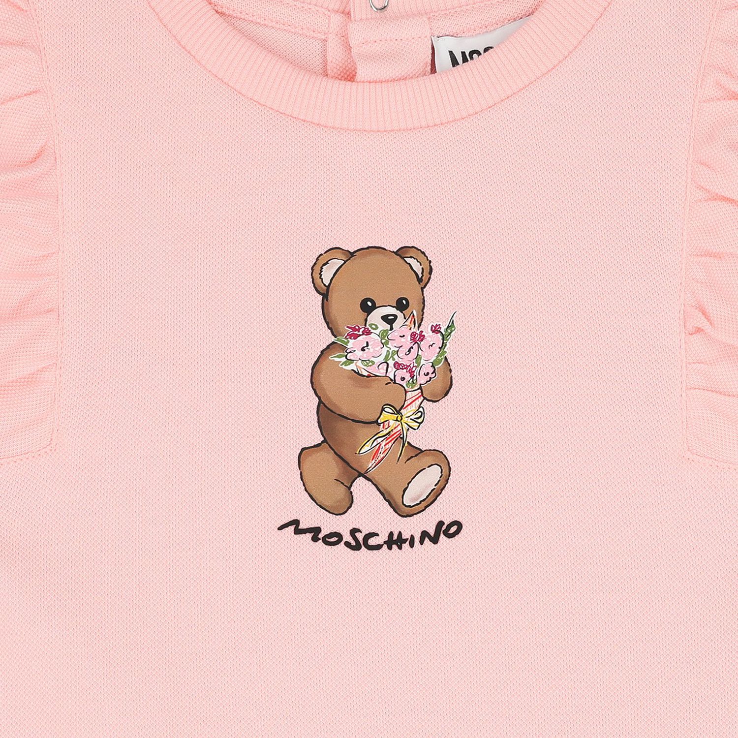 Younger Girls Pink Teddy Bear Ruffled Dress, 2, hi-res