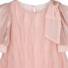 Girls Pink Lace & Chiffon Bow Dress, 1, hi-res
