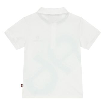 Younger Boys White & Aqua Logo Polo Shirt
