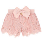 Girls Pink Lace Shorts, 1, hi-res