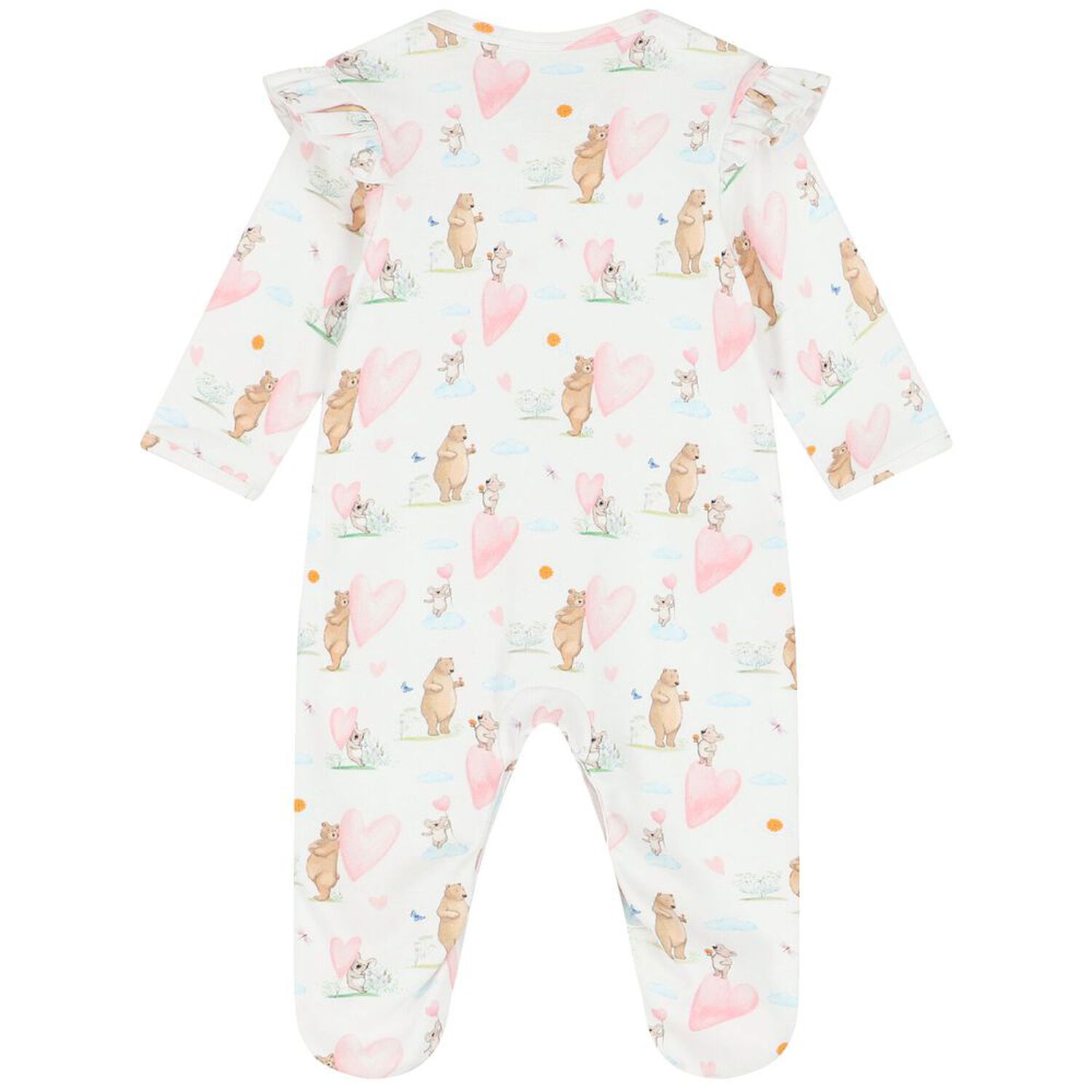 Baby Girls White Hearts Babygrow, 1, hi-res