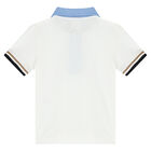 Younger Boys White Logo Polo Shirt, 1, hi-res