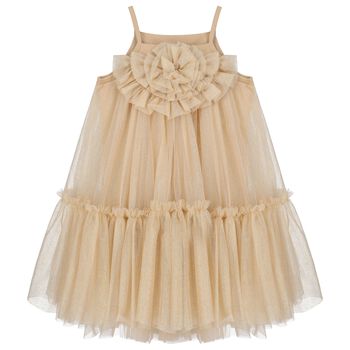 Girls Gold Embellished Tulle Dress