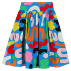 Girls Blue Abstract Skirt, 1, hi-res