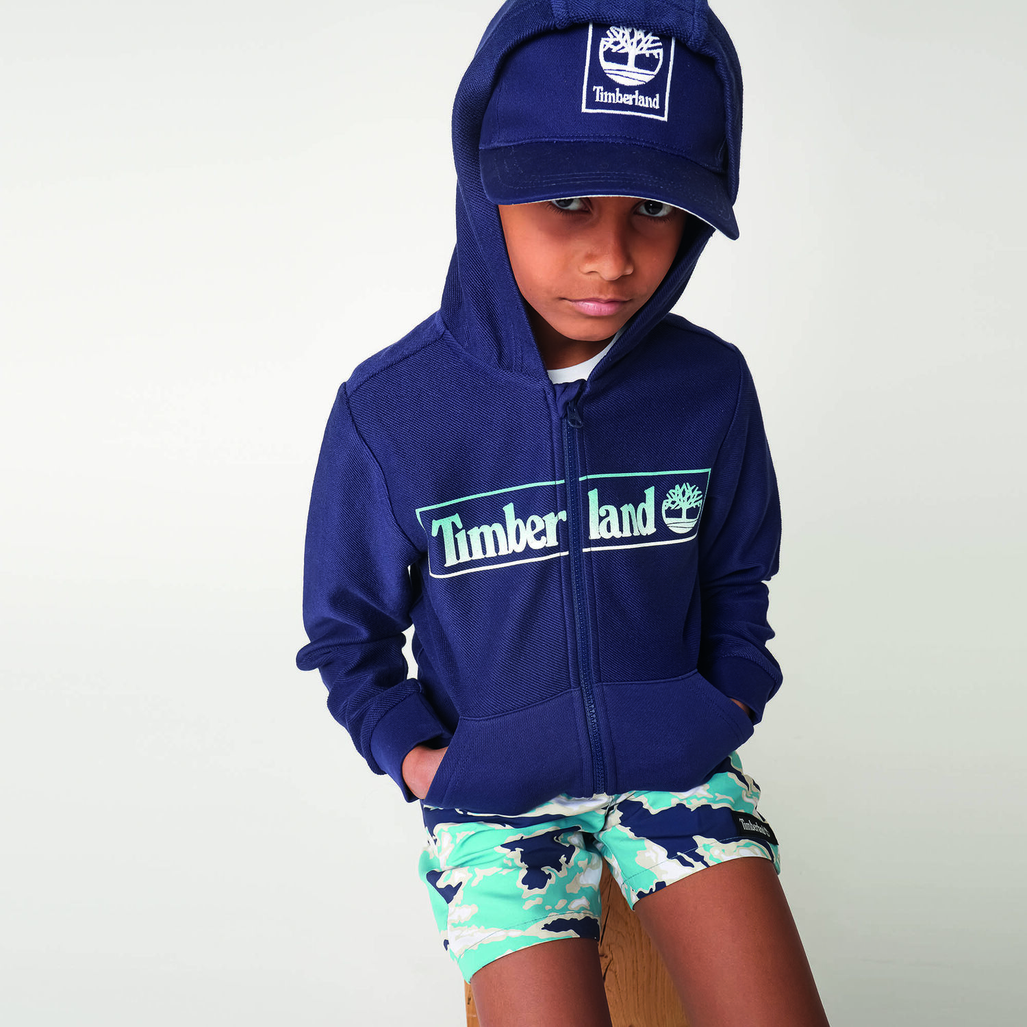 Boys Navy Logo Zip Up Top, 1, hi-res