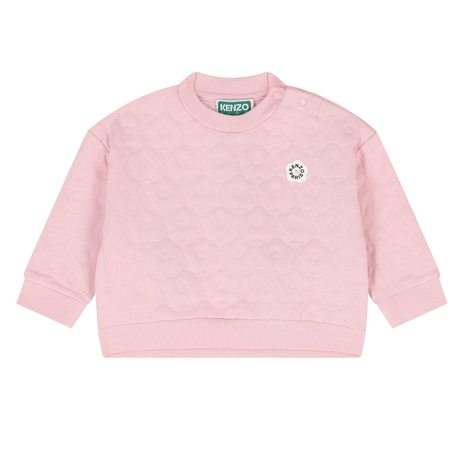 Younger Girls Pink Quilted Floral Tracksuit, 1, hi-res