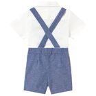 Younger Boys Navy Blue & Ivory Shorts Set, 3, hi-res
