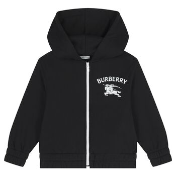 Boys Black EKD Logo Hooded Zip Up Top
