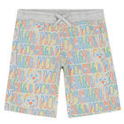 Boys Grey Logo Shorts, 1, hi-res