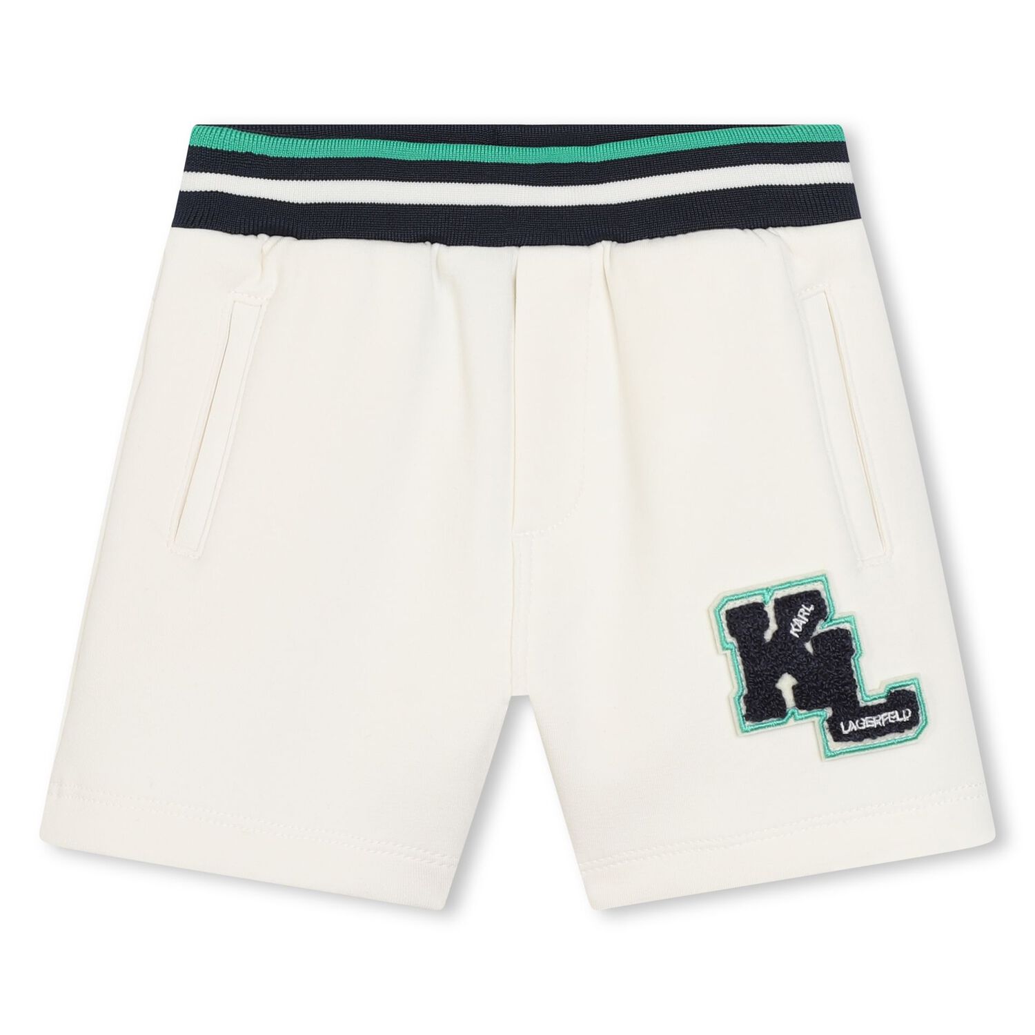 Younger Boys Navy Blue & Ivory Logo Shorts set, 1, hi-res image number null
