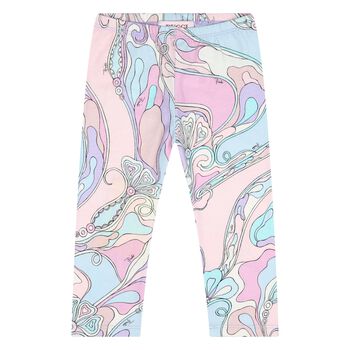 Younger Girls Pink & Blue Logo Orchidee Leggings