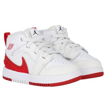 Younger White & Red Jordan 1 Mid Easyon Trainers