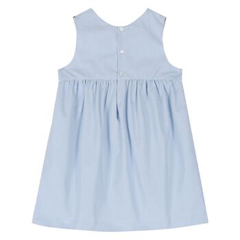 Younger Girls Blue & White Striped Logo Dress