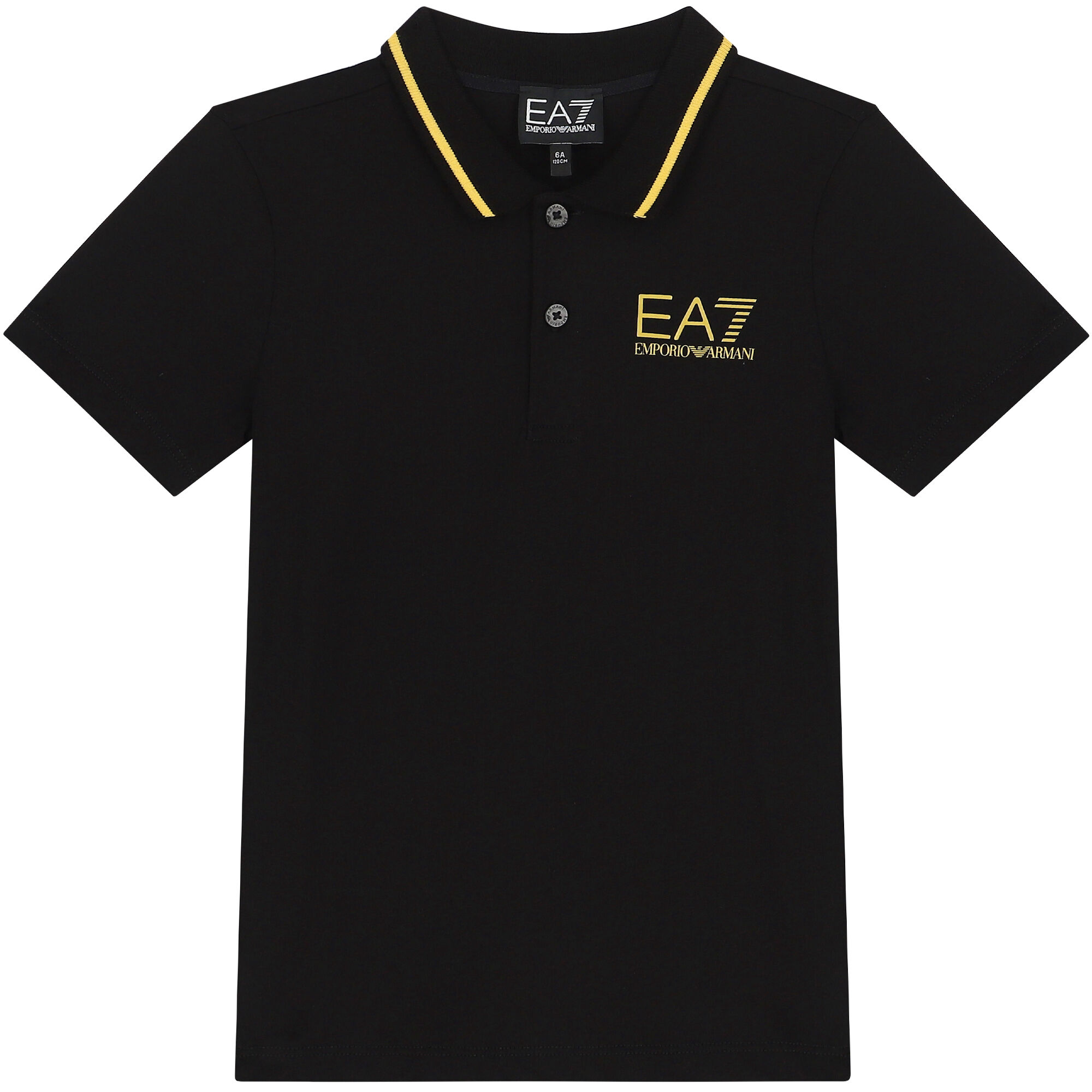 EA7 Emporio Armani Boys Black Logo Polo Shirt Junior Couture UK