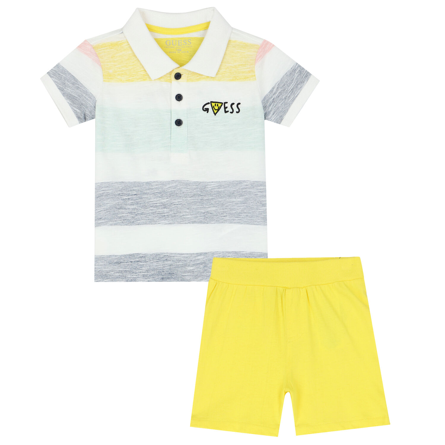Younger Boys White & Yellow Shorts Set, 1, hi-res