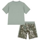 Boys Green Trefoil Logo Shorts Set, 1, hi-res