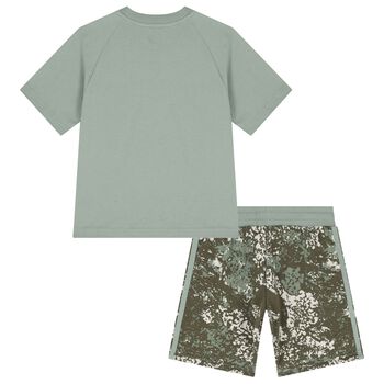 Boys Green Trefoil Logo Shorts Set